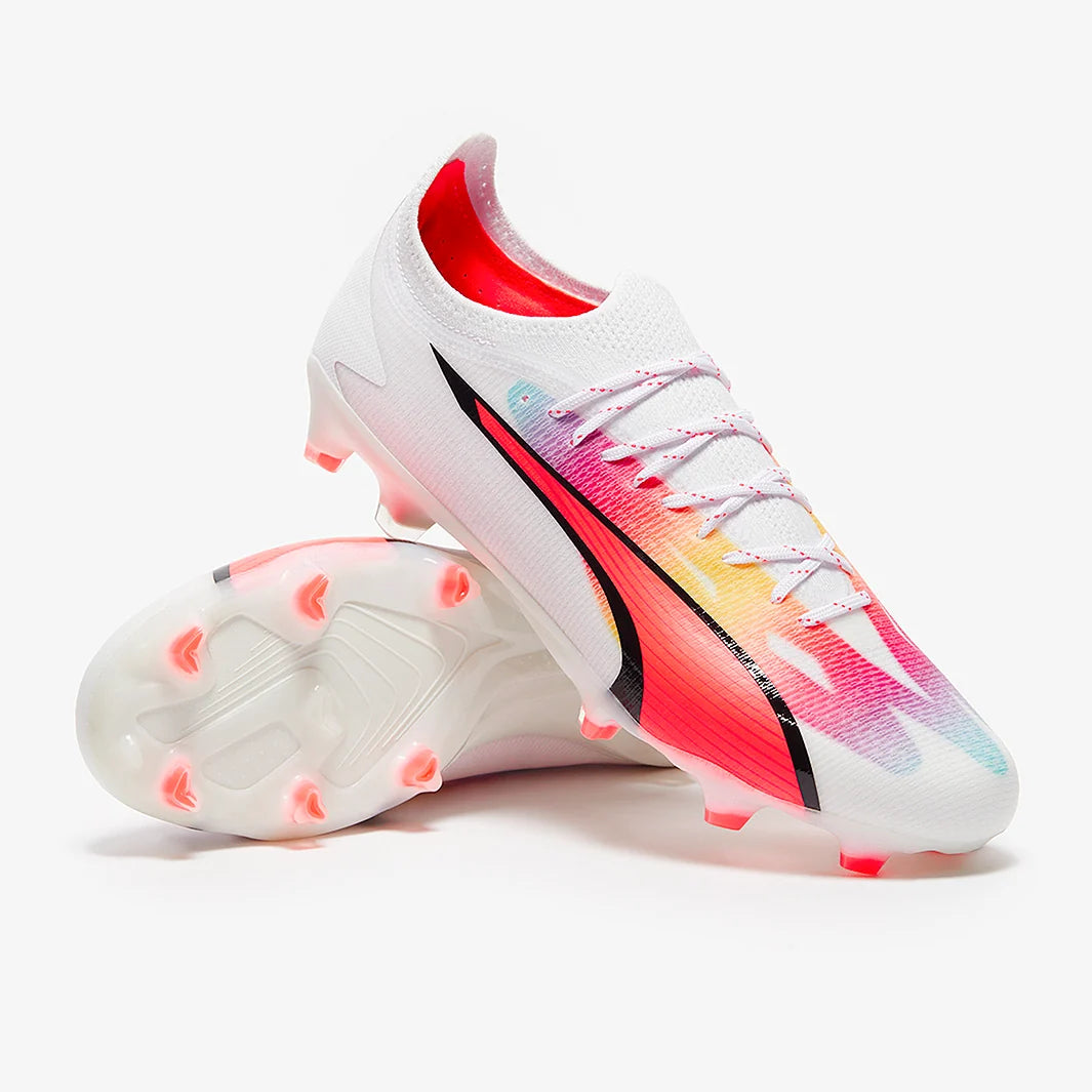 Ultra Ultimate FG/AG - Blanc Puma/Orchidée de Feu