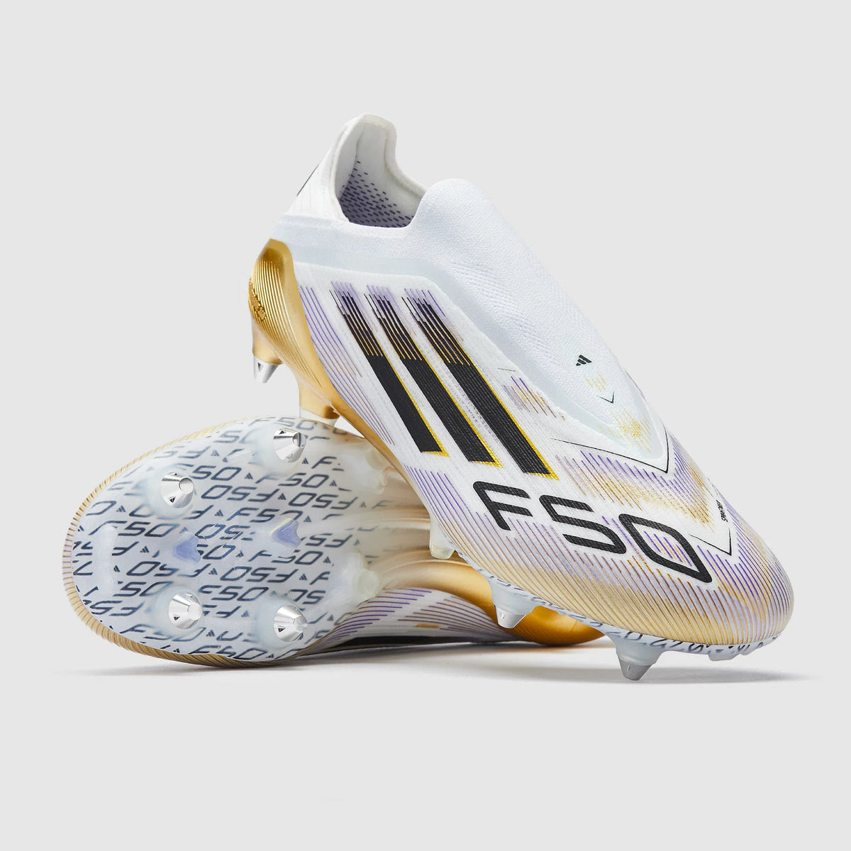 F50 Hyperfast Laceless SG Elite - Blanc/Noir/Or Métallique
