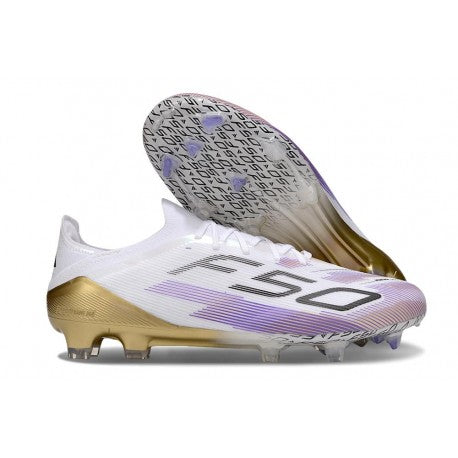 F50 Elite FG Laceless - Blanc / Violet / Doré