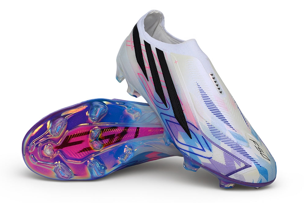 F50 Hyperfast Laceless FG Elite - Blanc / Violet / Rose / Bleu