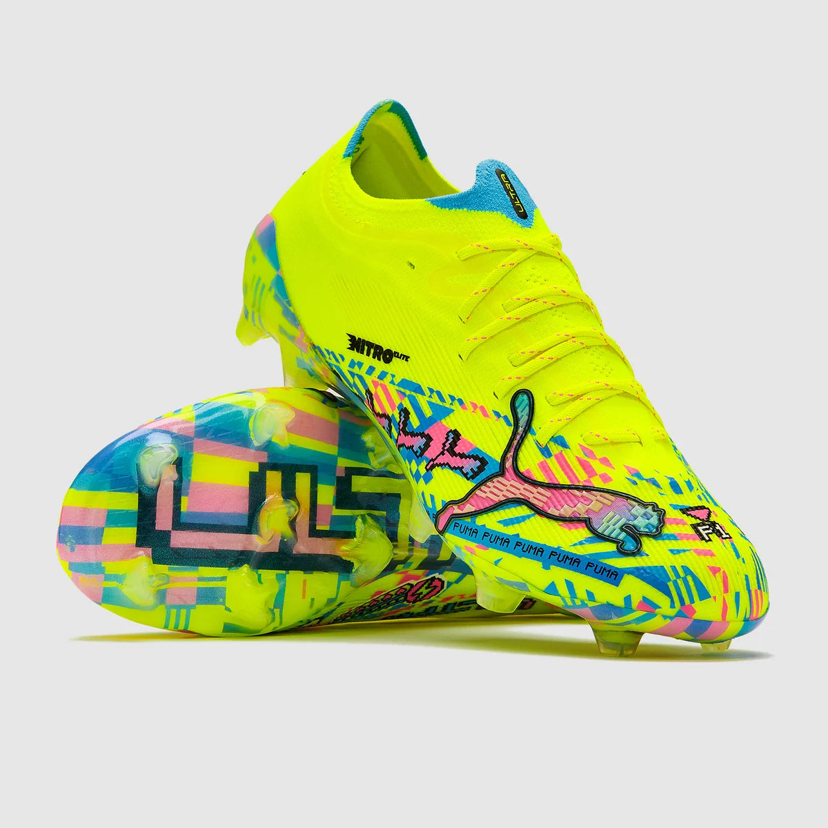 Ultra Nitro 7 Ultimate Level Up FG  - Puma Blanc/Bleu scintillant/Rose scintillant/Jaune vif
