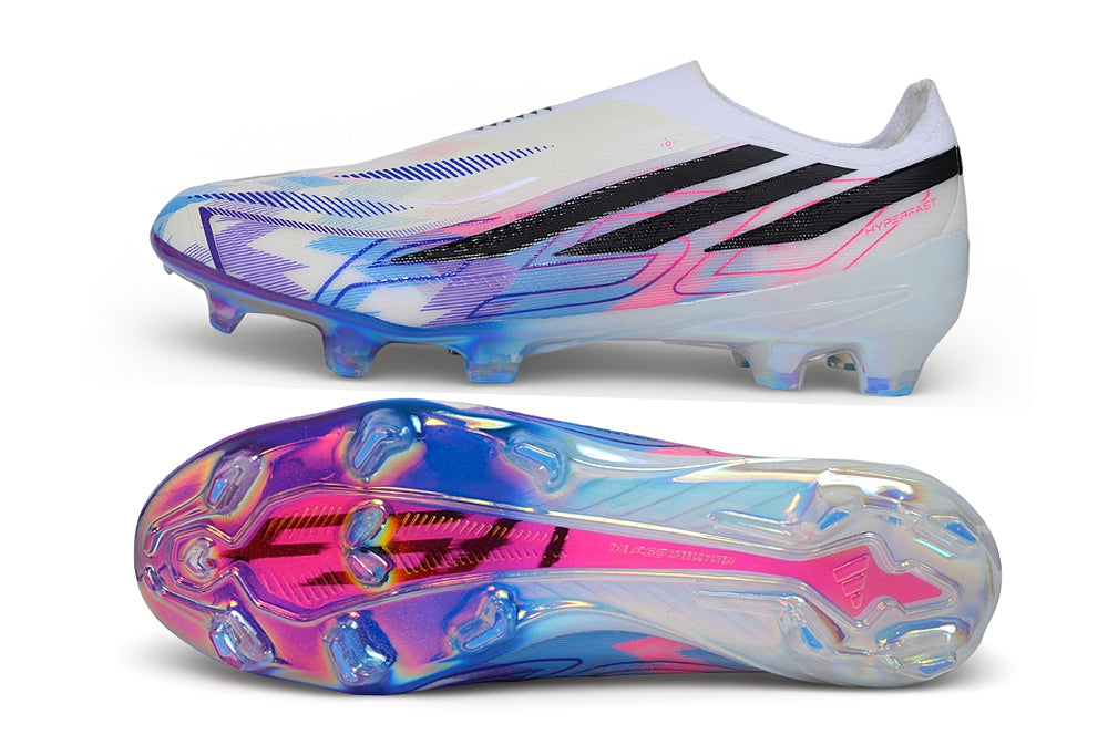 F50 Hyperfast Laceless FG Elite - Blanc / Violet / Rose / Bleu
