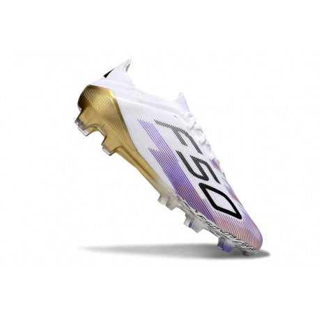 F50 Elite FG Laceless - Blanc / Violet / Doré